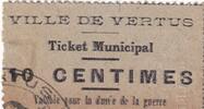 France 10 centimes 10 centimes - Ville de Vertus - Ticket Municipal - 1914/1918 -