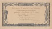France 100 francs 100 francs - Reçu de versement d'or pour la Défense Nationale - 1917 -