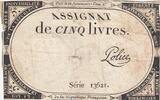 France 5 livres 5 Livres - 10 Brumaire An II (31.10.1793) - Sign. Police - Série 13621 -