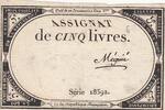 France 5 livres 5 Livres - 10 Brumaire An II (31.10.1793) - Sign. Mégnie - Série 18592 -