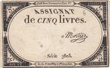 France 5 livres 5 Livres - 10 Brumaire An II (31.10.1793) - Sign. Mortiez - Série 3805 -