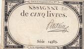 France 5 livres 5 Livres - 10 Brumaire An II (31.10.1793) - Sign. Petitain - Série 14383 -