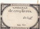 France 5 livres 5 Livres - 10 Brumaire An II (31.10.1793) - Sign. Le Court - Série 5070 -