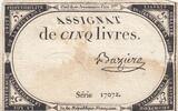 France 5 livres 5 Livres - 10 Brumaire An II (31.10.1793) - Sign. Baziure - Série 17072 -