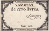 France 5 livres 5 Livres - 10 Brumaire An II (31.10.1793) - Sign. Duverger - Série 7175 -