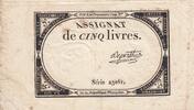 France 5 livres 5 Livres - 10 Brumaire An II (31.10.1793) - Sign. Deperthe - Série 23261 -