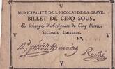 France 5 sous 5 Sous - Haute-Garonne - Municipalité de Saint-Nicolas-de-la-Grave - 1792 -