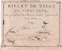 France 20 sous 20 Sous - Haute-Garonne - Billet de Ville de Toulouse - faux d'époque - 1791 -