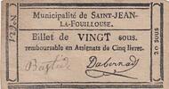 France 20 sous 20 sous - Lozère - Municipalité de Saint Jean la Fouillouse - 1792 -