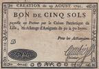 France 5 sols 5 sols - Nord - Caisse patriotique de Lille - 1791 -