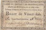 France 20 sols 20 sols - Oise - Caisse du district de Grandvilliers - 1792 - Classé R5 au Kolsky -