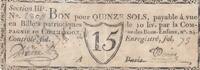 France 15 sols 15 sols - Seine - Paris - Compagnie de Commission - 1792 -