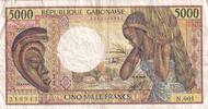 Gabon 5000 francs 5000 Francs masque, jeune femme - 1983-1991 - Série N.001-218943 -