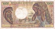 Gabon 5000 francs 5000 Francs masque, jeune femme - 1983-1991 - Série R.001-375446 -