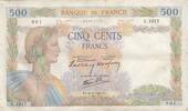 France 500 francs 500 francs - La Paix - 26-09-1940 - Série V.1017 -