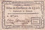France 15 sols 15 Sols - Sarthe - Municipalité de la Flèche - Série A - 1791 -