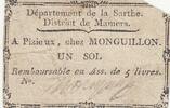France 1 sol 1 sol - Sarthe - District de Mamers - Pizieux, chez Monguillon -