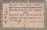France 20 sous 20 sous - Sarthe - Municipalité du Mans - 1792 -
