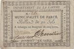 France 20 sols 20 sols - Sarthe - Municipalité de Parcé - 1792 -