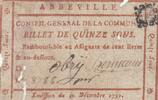 France 15 sous 15 sous - Somme - Conseil général de la commune d'Abbeville - 1791 -