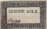 France 15 sols 15 sols - 1791 - Département du Rhone - Roanne -