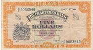 Hong-Kong 5 dollars 5 Dollars - Armoiries - Chartered bank - 1967 -