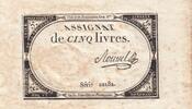 France 5 livres 5 Livres - 10 Brumaire An II (31.10.1793) - Sign. Roussel - Série 22182 -