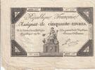 France 50 livres 50 Livres - France assise - 14-12-1792 - Sign. Baret - Série 5497 -