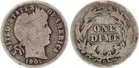 USA 10 cents Dime Barber - 1901 - S San Francisco - Argent - Rare -