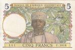 B A O 5 francs 5 Francs - Caféier - Tisseran - 12-08-1937 - Série U.3918 -
