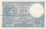 France 10 francs 10 Francs - Minerve - 28-09-1939 - Série J.72924 -