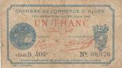 Algérie 1 franc 1 Franc - Chambre de commerce d'Alger - 22-06-1921 - Série B.406 -