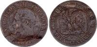 France  2 Centimes Napoléon III - Tête nue - 1854 W Lille TB