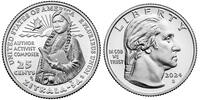 USA 1/4 Dollar 1/4 Dollar - Washington Quarter - Zitkala Sa - S San Francisco - 2024 -