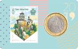 Saint-Marin 1 euro Coincard n°03 + Timbre - 1 Euro 2018 -