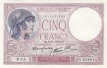France 5 francs 5 Francs - Violet - 02-11-1939 - Série G.65864 -