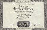 France 10 livres 10 Livres - Filigrane République - Sign. Taisaud - 24-10-1792 - Série 9256 -