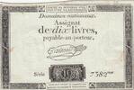 France 10 livres 10 Livres - Filigrane République - Sign. Taisaud - 24-10-1792 - Série 7382 -