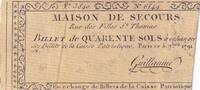 France 40 sols 40 sols - Maison de secours, rue des filles St. Thomas - 05-09-1791 - Faux -