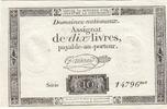 10 livres 1792 Frankreich 10 Livres - Watermark Republique -  French Revolution - 24-10-1792 - Serial 14796 II / VZ+