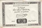 France 10 livres 10 Livres - Filigrane République - Sign. Taisaud - 24-10-1792 - Série 14796 -
