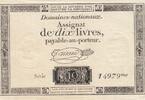 France 10 livres 10 Livres - Filigrane République - Sign. Taisaud - 24-10-1792 - Série 14979 -