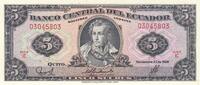 Equateur 1988 5 Sucres - Antonio José de Sucre - Condor - 22-11-1988 - Série IC NEUF