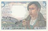 France 5 francs 5 Francs - Berger - 23-12-1943 - Série P.116 -