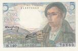 France 5 francs 5 Francs - Berger - 05-04-1945 - Série W.140 -