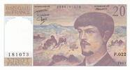 France 20 francs 20 Francs - Debussy - 1987 - Série P.022 -