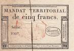 France 5 francs 5 Francs - Mandat Territorial - 28 Ventose de l'an 4 - Série 1907 - Cachet Rouge -