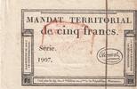 France 5 francs 5 Francs - Mandat Territorial - 28 Ventose de l'an 4 - Série 1907 - Cachet Rouge -