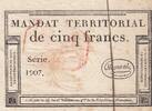 France 5 francs 5 Francs - Mandat Territorial - 28 Ventose de l'an 4 - Série 1907 - Cachet Rouge -