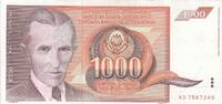 Yougoslavie 1000 dinara 1000 Dinara - Nikola Tesla - Armoiries - 1990 -